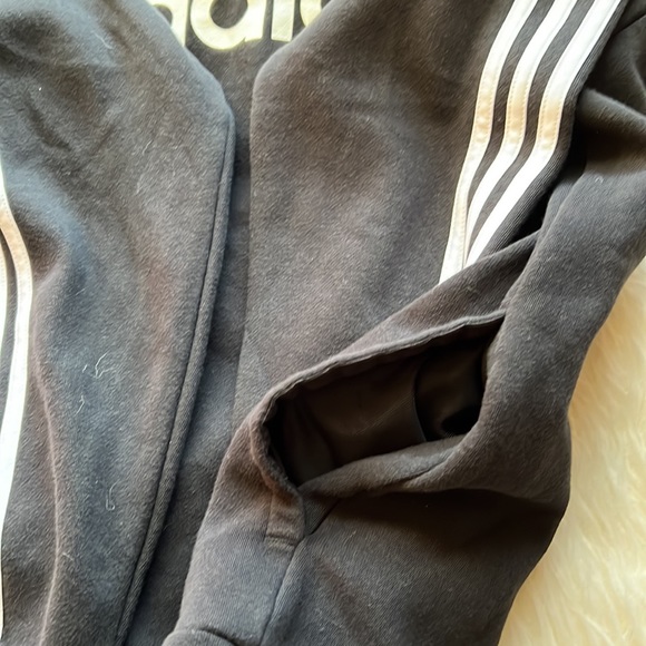Adidas Essentials 3 Stripes Fleece Hoodie Black/White - Picture 8 of 11